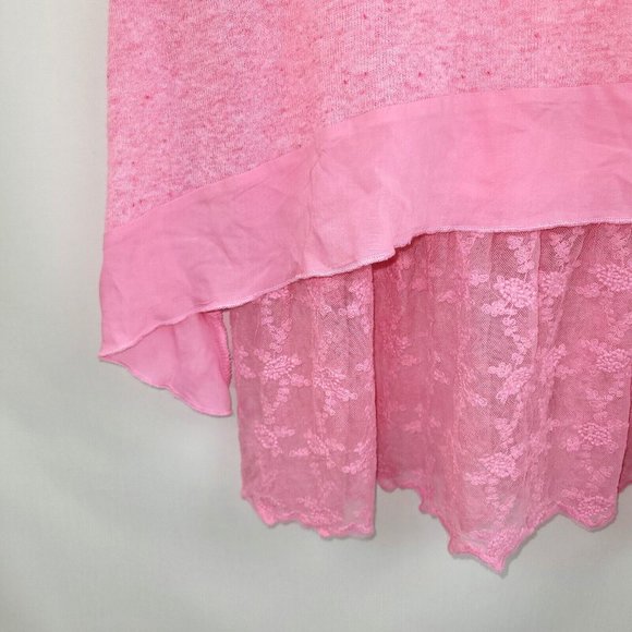 NWT 2 piece Simply NOELLE L/XL Pink Lace Tunic Top High Low Layered Lagenlook - Picture 6 of 9